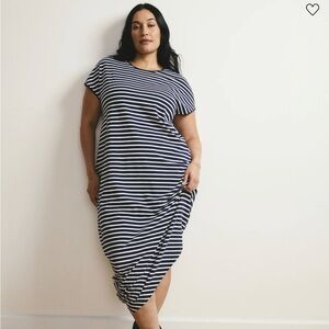 Universal Standard Geneva black/white striped Asymmetrical Dress Size S (14/16)